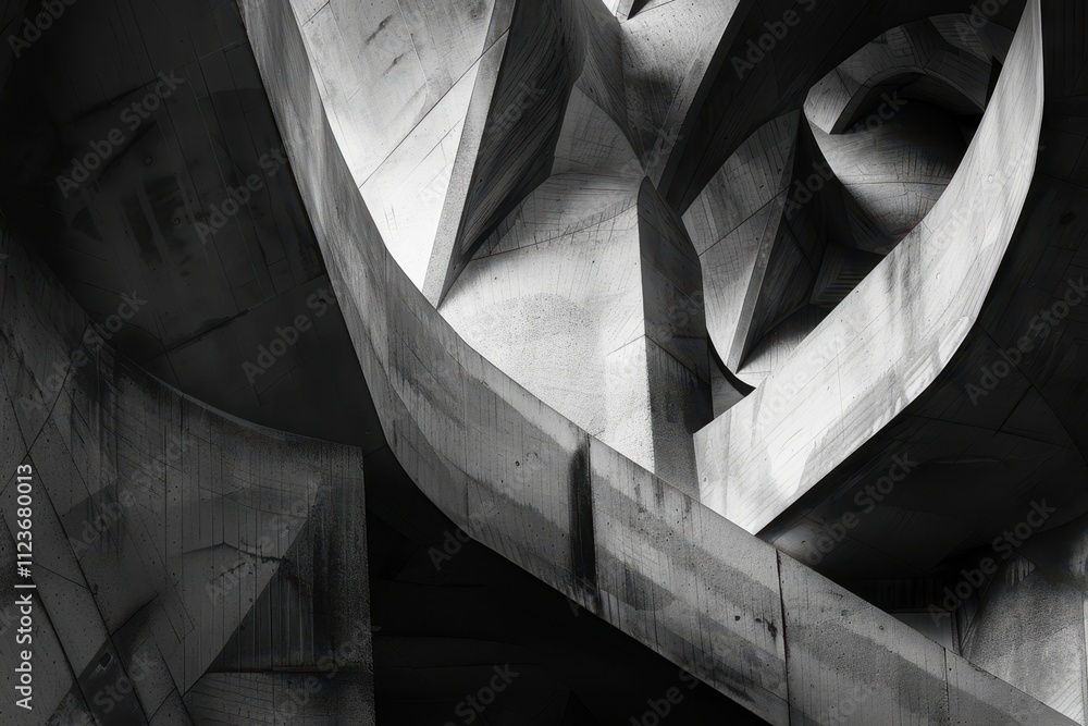 Poster architectural curves showcase innovative design against a cloudy sky in a modern urban setting
