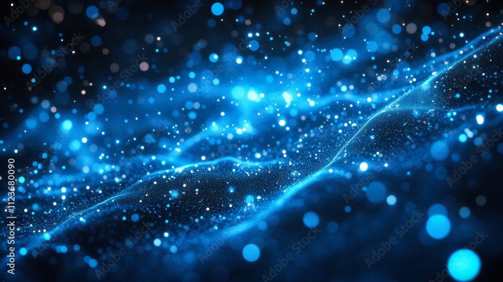 Aufkleber a mesmerizing display of blue waves and sparkling lights creating a tranquil and ethereal atmosphere