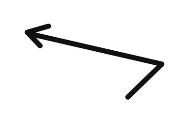 Simple line hand drawn black arrow. Vector illustration