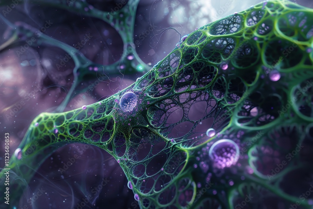 Poster Exploring intricate cellular structures with vibrant colors highlighting the complexity of biological membranes and their functions