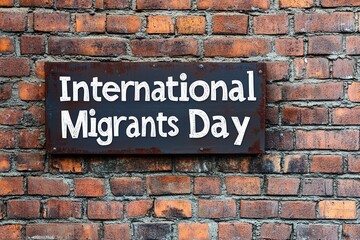 Obraz premium International Migrants Day Celebration with Bold Typography on Warm Brick Background