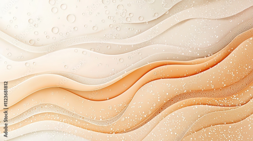Aufkleber a soft, abstract design featuring flowing waves in cream and peach tones, enhanced with subtle textu