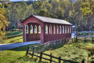 Ashville North Carolina Wood Covered Bridge.