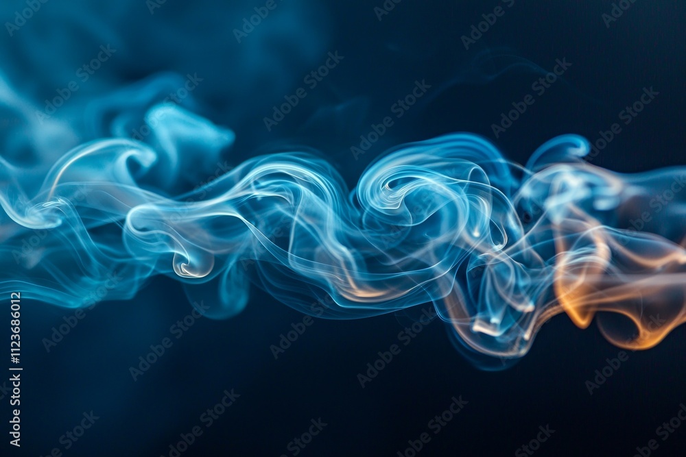 Poster soft edges and flowing shapes characterize smoke patterns captured macro lens studio lighting evokin