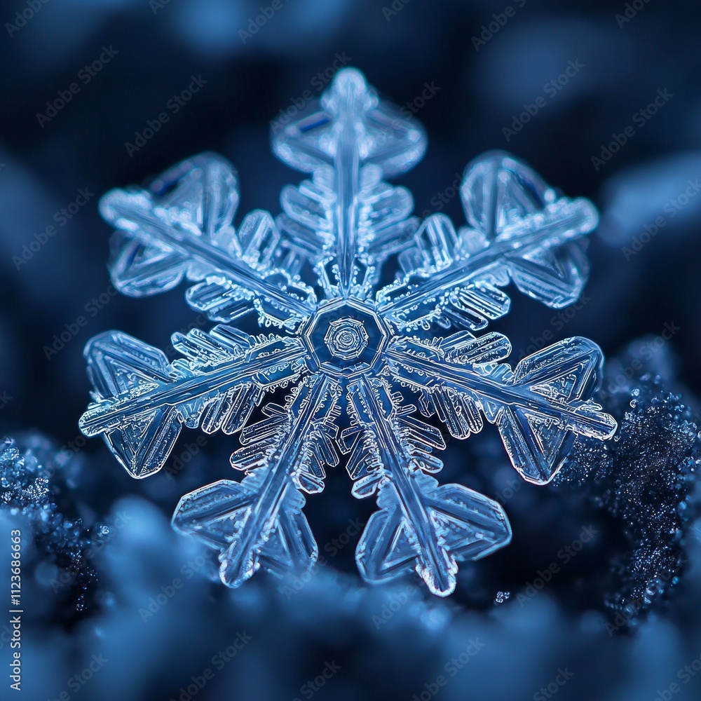 Poster breathtaking look single snowflake reveals its unique intricate patterns and crystalline structure e