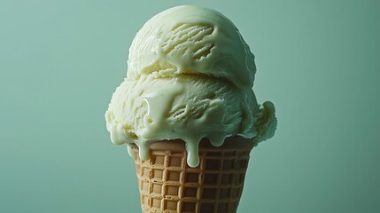 Melting ice cream in a waffle cone
