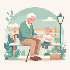 Fototapeta premium Grand Father Flat Vector Design