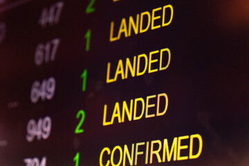 Airport sign with flight arrivals 
