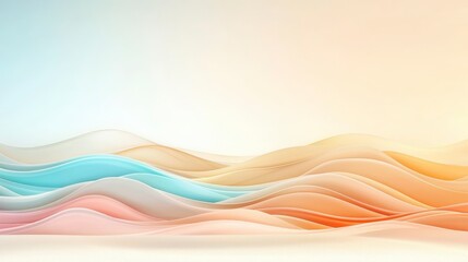 A serene, abstract design featuring flowing waves in soft pastel colors, creating a calming visual effect.