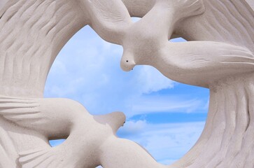fragment of a composition with marble doves