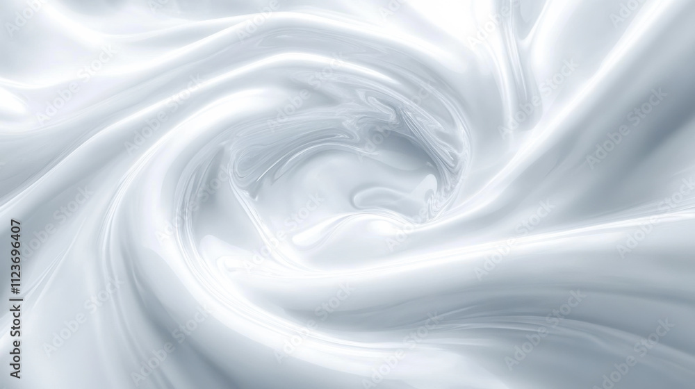 Poster elegant white silk fabric swirling in intricate patterns, showcasing softness and texture in a well-
