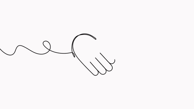 Handshake in heart shape continuous line drawing animation. Love shaking hands video. Animated business deal symbol.