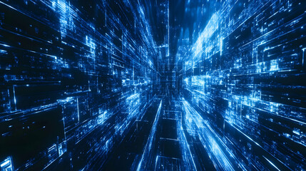 Obraz premium Glowing blue abstract background with waves and stars