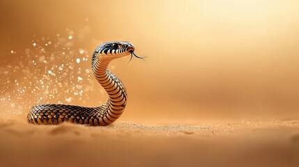   A photo of a snake lying on the ground with its mouth open and tongue extended