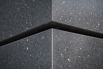 Fototapeta premium Closeup of modern black building corner with intricate textures