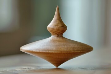 Elegant wooden spinning top showcases craftsmanship and design in natural tones, perfect for play or display in any setting