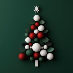 Creative abstract Christmas tree design with colorful ornaments