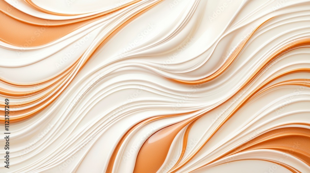 Poster a smooth, wavy pattern featuring shades of cream and orange, creating a dynamic and modern abstract 