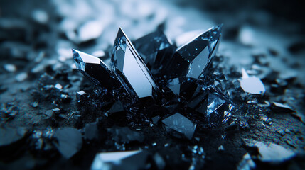 A magnified view of raw lithium metal with intricate crystalline structures, nestled among rough metallic rocks, symbolizing its natural and industrial allure