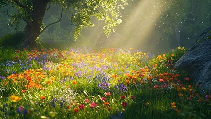Obraz premium flowers in a garden