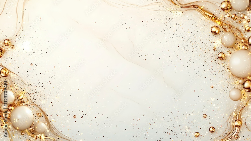 Aufkleber a smooth, elegant background featuring golden bubbles and fluid patterns, ideal for various design p