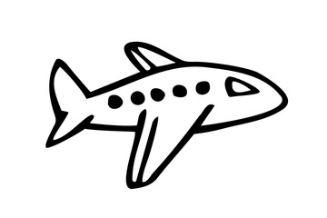 Hand drawn sketch of plane. Vector doodle element.
