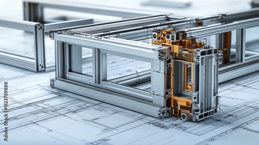 Poster detailed engineering design of a structural framework.