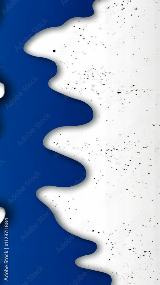 Poster abstract design featuring wavy patterns in contrasting blue and white textures with a subtle speckle