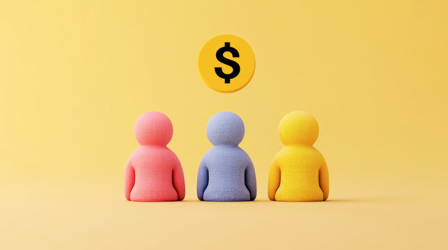 Creative brainstorming session of animated mascots contemplating valuable money-making ideas while a dollar sign icon inspires their thoughts in a vibrant, imaginative setting