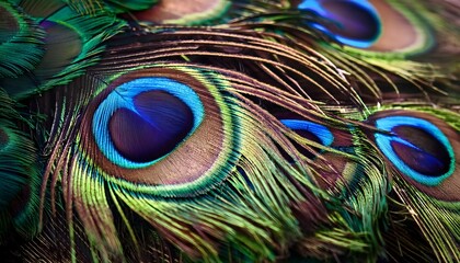 Naklejka premium Peacock feather close up abstract colorful background
