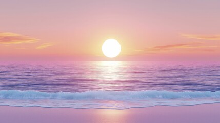 Fototapeta premium Gentle waves lapping on tranquil shore, soothing sunset colors promoting restorative sleep and deep relaxation.
