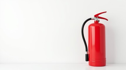Vibrant Red Fire Extinguisher on White Background