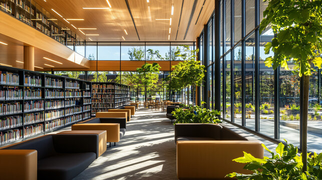 A public library designed as a community hub with accessible resources.