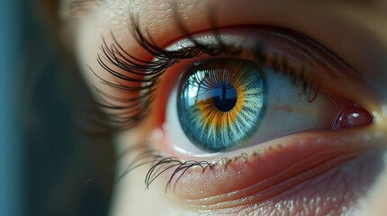 Fototapeta premium Woman Awakening in Bedroom: Close-up of Face and Eyes