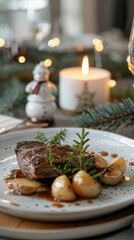 meat dish on the Christmas table.