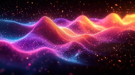 Obraz premium Abstract waves of light and color creating a vibrant visual effect.