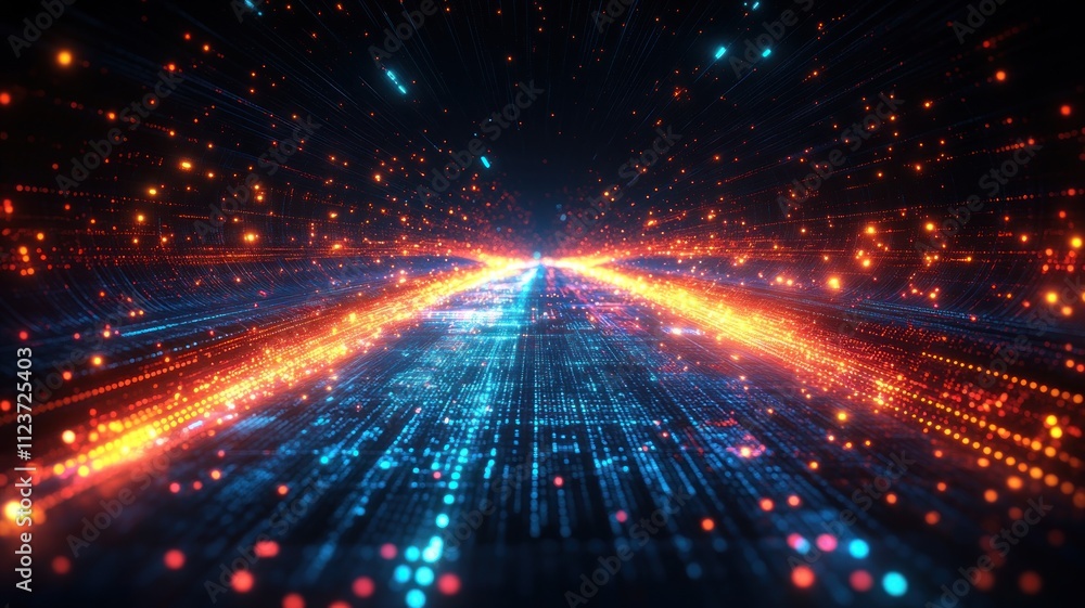 Poster abstract representation of data flow in a digital universe.
