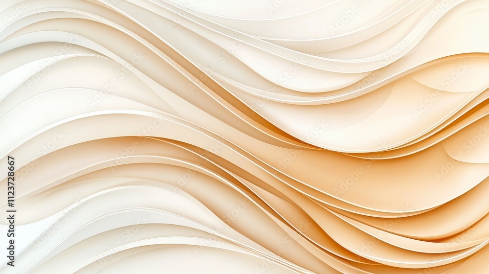 Poster a soft, flowing design featuring layered waves in warm beige and cream tones, creating a soothing an