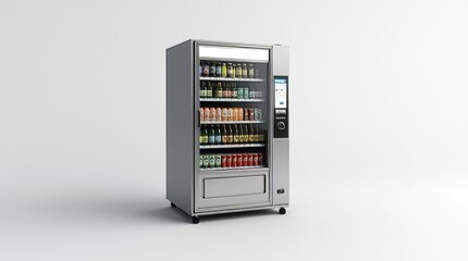 Modern Beverage Vending Machine on White Background