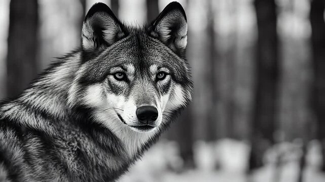 close wild realistic graphic art beast canis generated design alpha animal wolf pattern white black