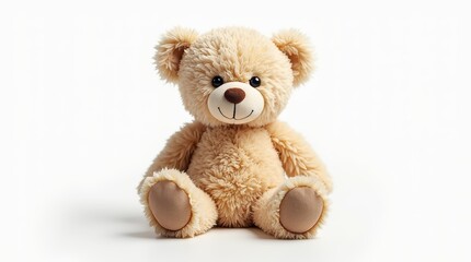 Obraz premium Realistic Plush Teddy Bear Isolated on White Background