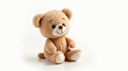 Obraz premium Realistic Plush Teddy Bear Toy on White Background
