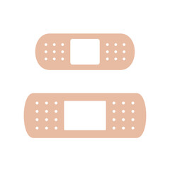 Band-Aid (adhesive plaster) icon. Symbol of treatment or medicine. Attribute of a doctor, pharmacy or hospital. Means of protection and treatment of a wound or cut.