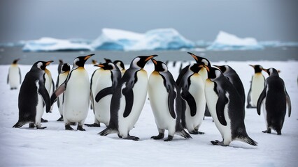 Obraz premium High-quality penguin images showcasing adorable poses in natural habitats. Perfect for creative projects, blogs, marketing campaigns, and more. Enhanced license available