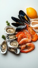 Seafood mix on a white background