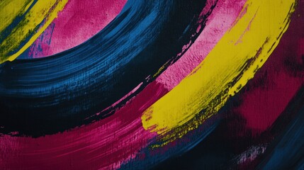 Vibrant Abstract Background with Bold Brush Strokes in Pink, Yellow, and Blue Colors Perfect for...