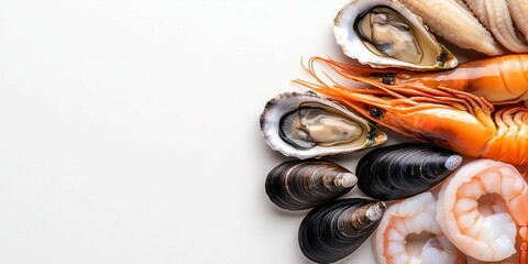 Seafood mix on a white background