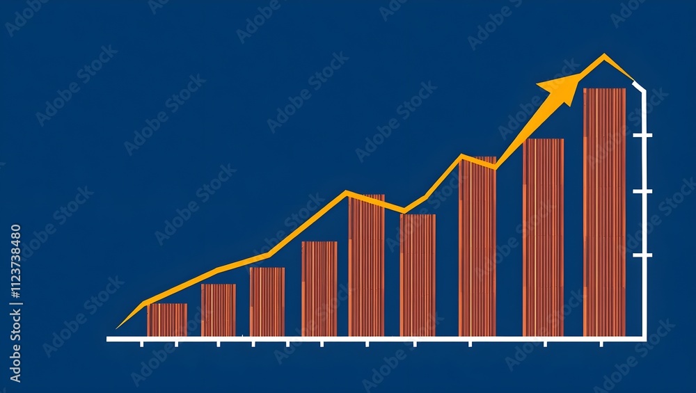 Poster abstract bar graph showing upward trend. illustrates growth and success with a vibrant color scheme.