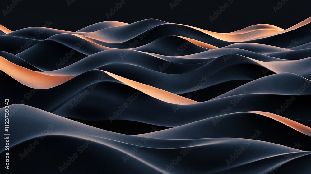 Poster    a desert with wavy lines in the foreground and an orange line dividing the image in half