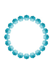 Obraz premium wreath of circularly arranged blue crystals with pyramid motif, border in modern and abstract design with copy space 